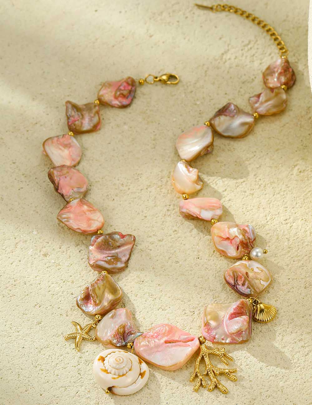 Shell Statement Necklace — pink necklace