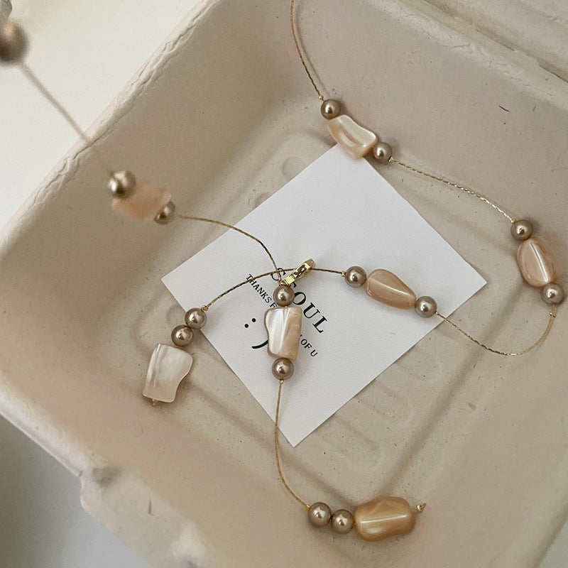 Tiger Eye Stone Necklace — gold necklace, view 2