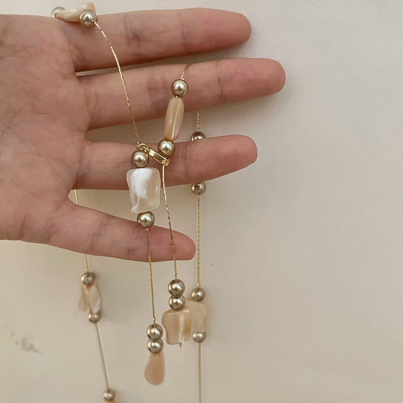 Tiger Eye Stone Necklace — gold necklace, view 3