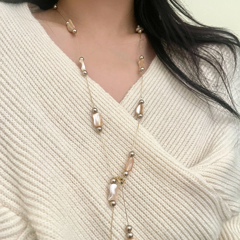 Tiger Eye Stone Necklace — gold necklace, view 6