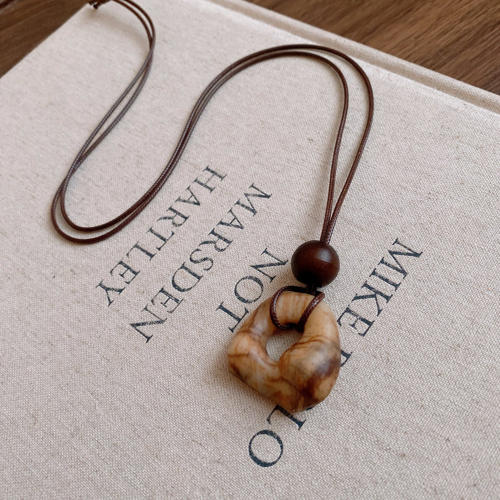 Geometric Resin Beaded Necklace — necklace, view 2