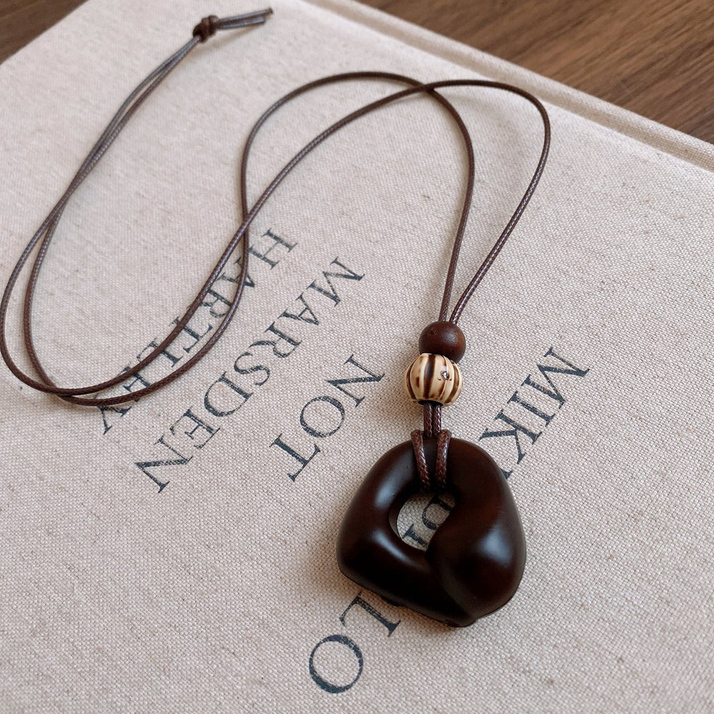 Geometric Resin Beaded Necklace — necklace, view 3