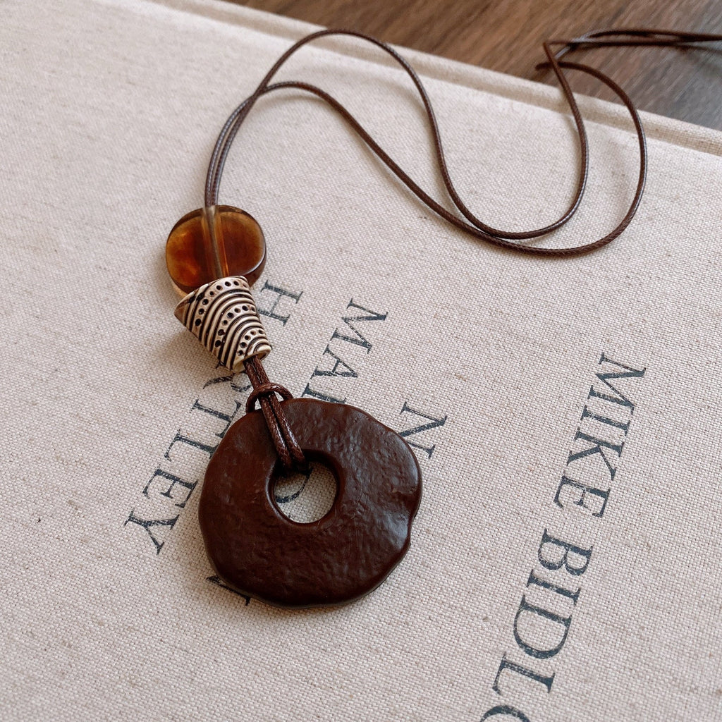 Geometric Resin Beaded Necklace — necklace, view 4
