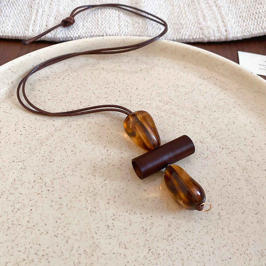 Geometric Resin Beaded Necklace — necklace, view 5