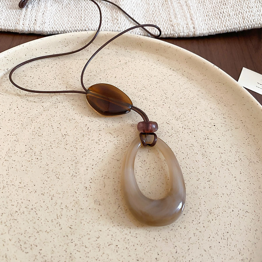 Geometric Resin Beaded Necklace — necklace, view 6