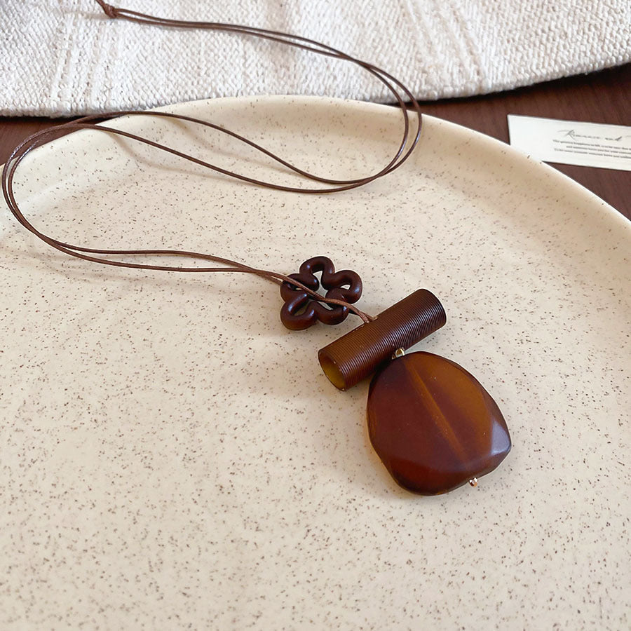 Geometric Resin Beaded Necklace — necklace, view 8