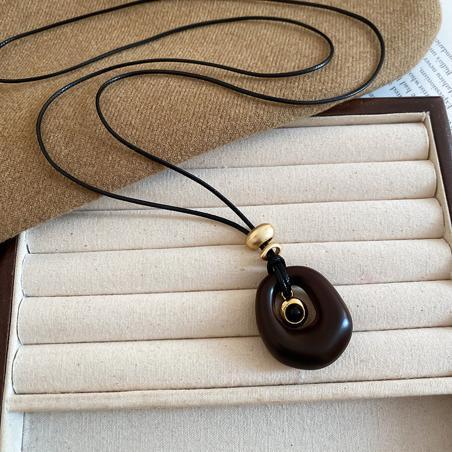 Geometric Resin Beaded Necklace — necklace, view 9
