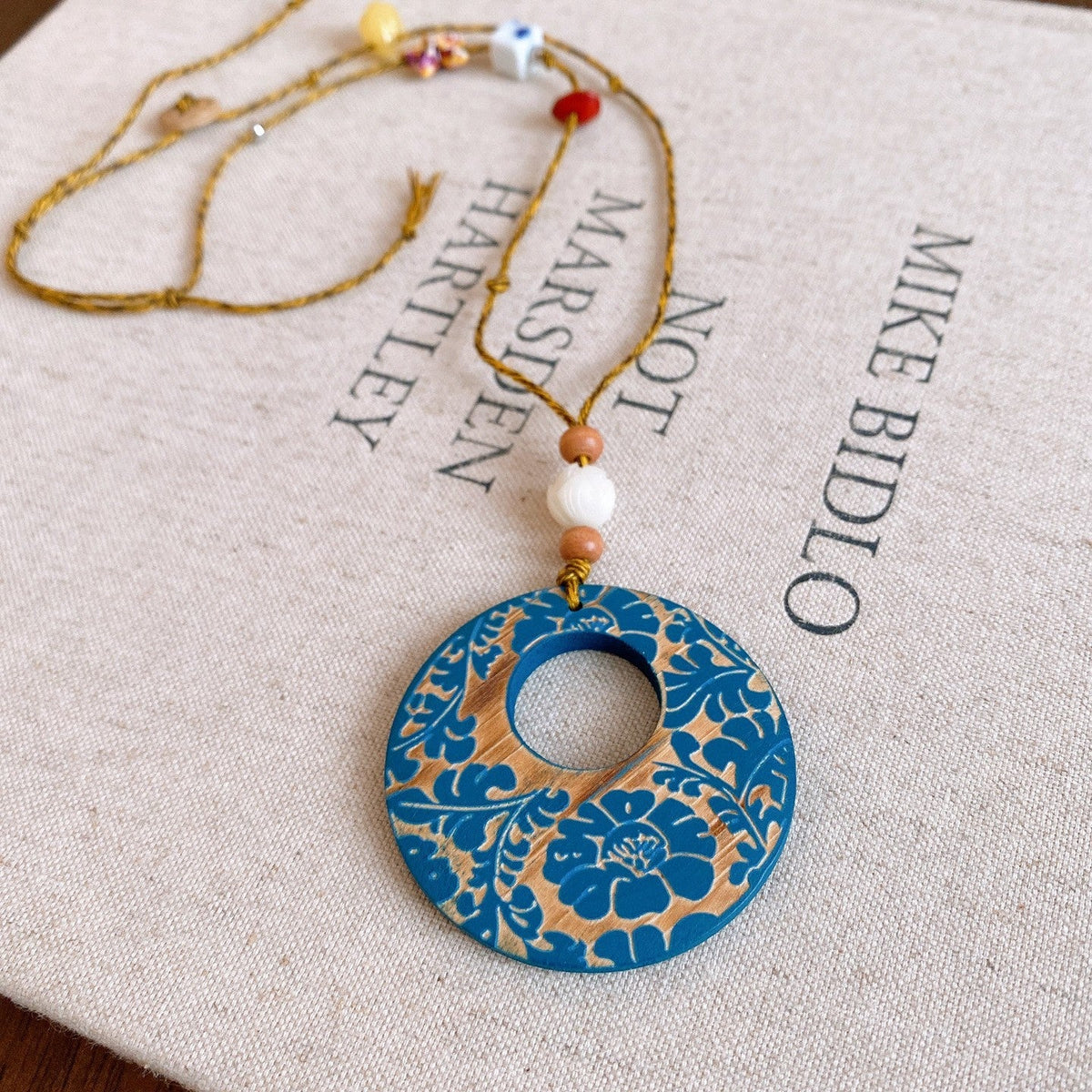 Geometric Resin Beaded Necklace — necklace, view 13