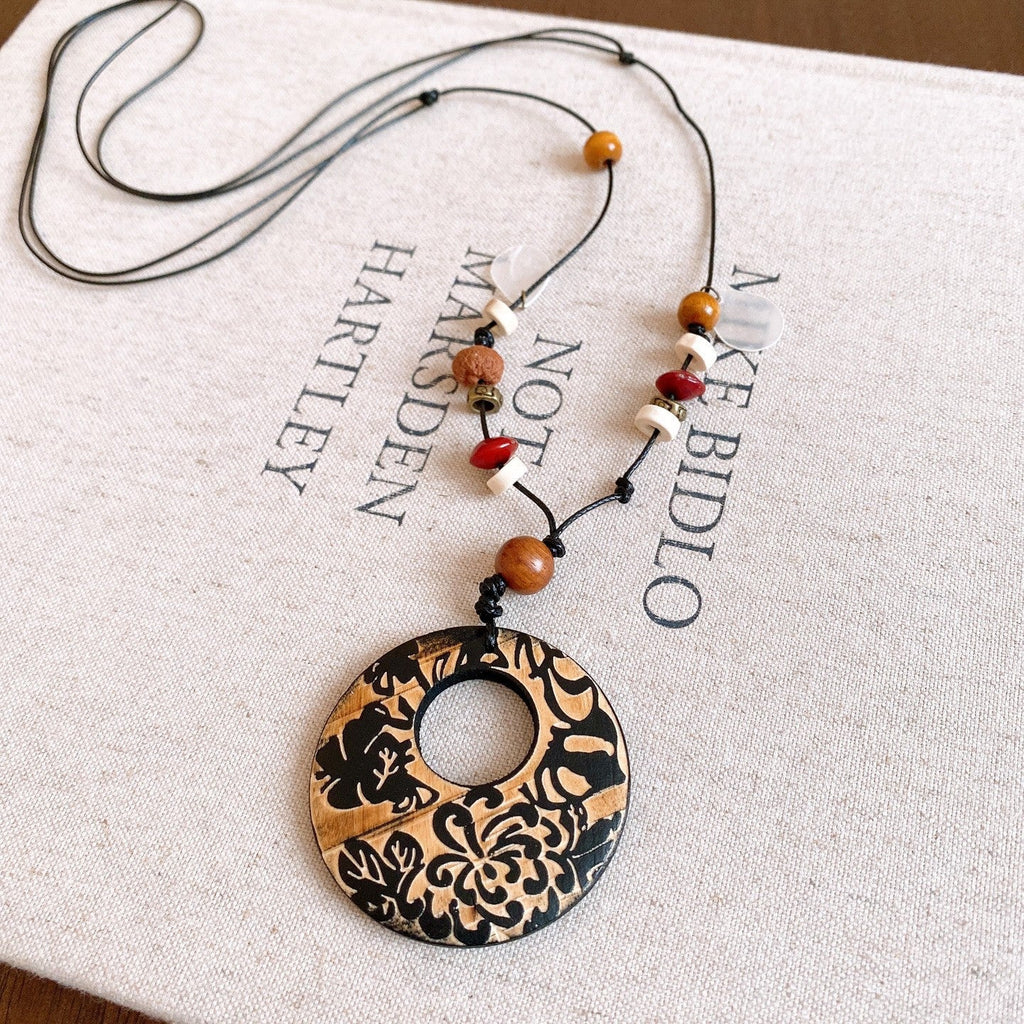 Geometric Resin Beaded Necklace — necklace, view 14