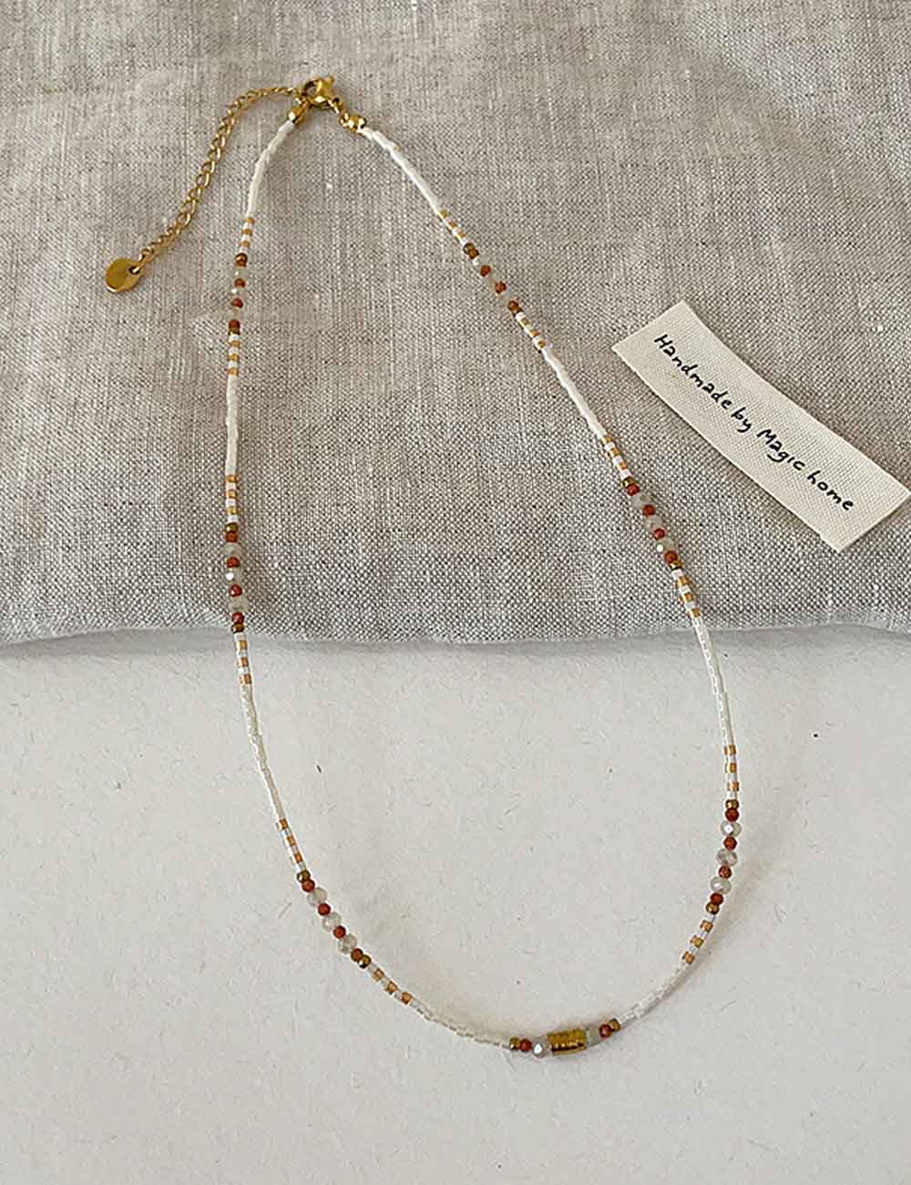 Layered Beige Beaded Choker — beige necklace