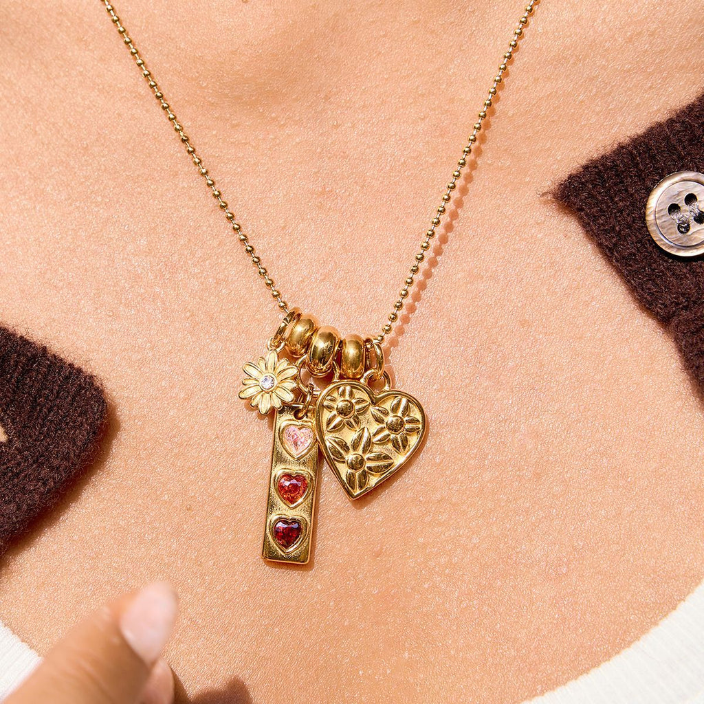 Daisy Pendant Necklace — gold necklace, view 3