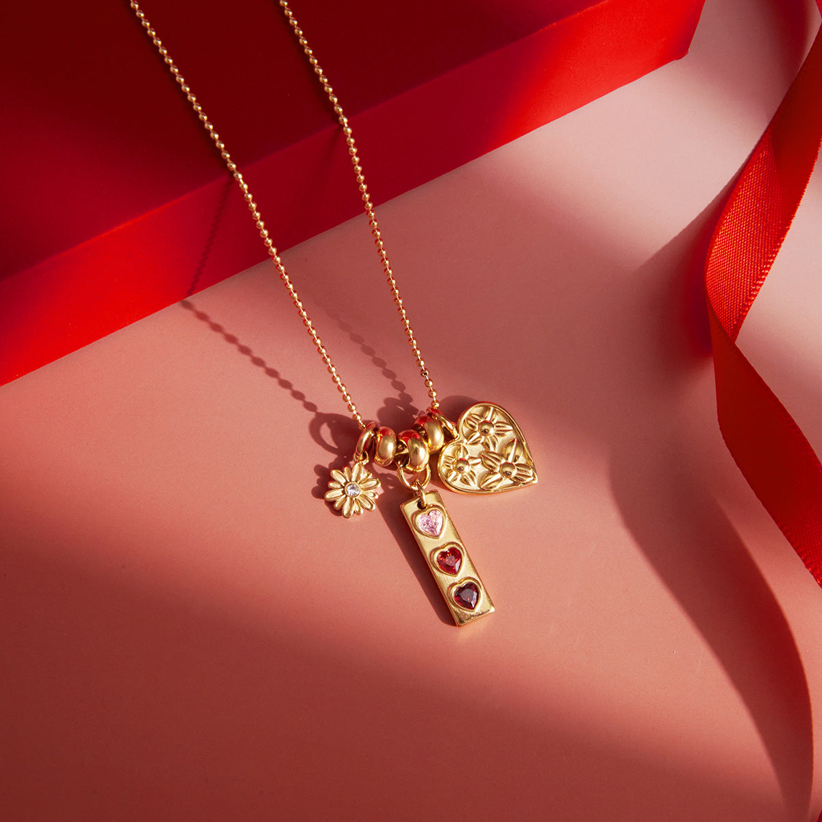 Daisy Pendant Necklace — gold necklace, view 5