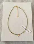 Crystal Heart Pendant Choker — green necklace