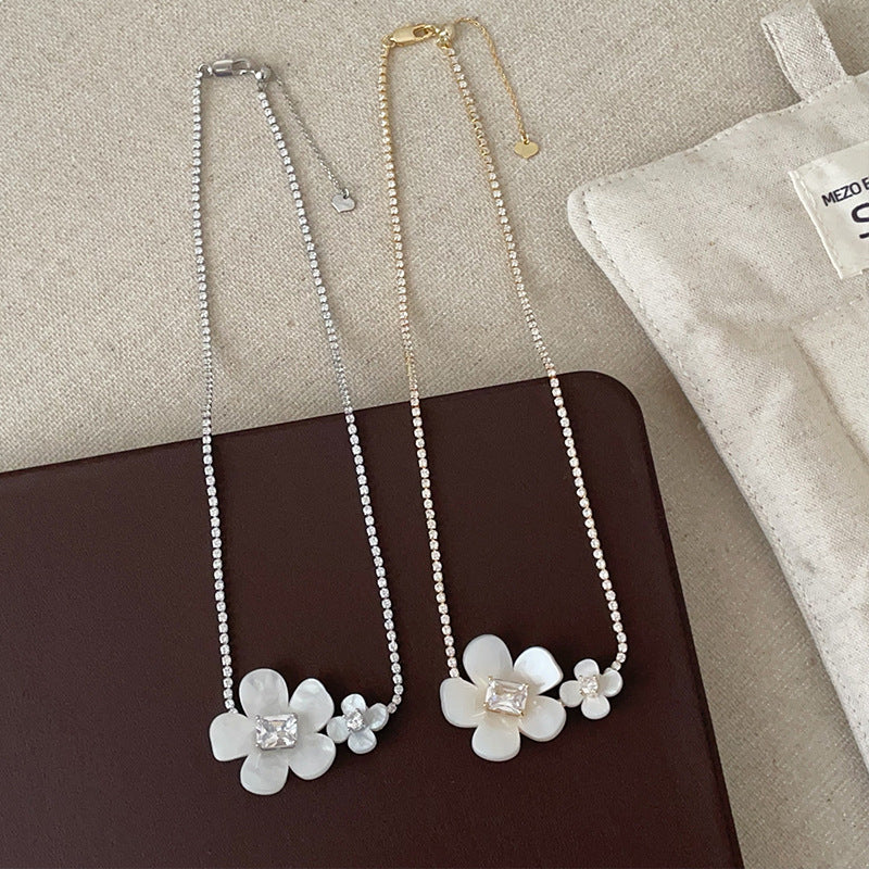 Fine Big Flower Pendant Necklace — necklace, view 3