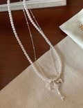Heart, Cross and Key Charm Necklace — silver necklace
