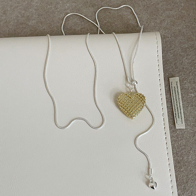 Woven Heart Cutout Necklace — necklace, view 3