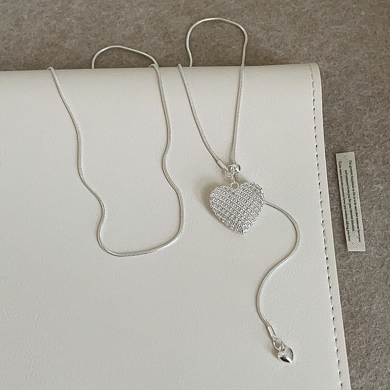 Woven Heart Cutout Necklace — necklace, view 4