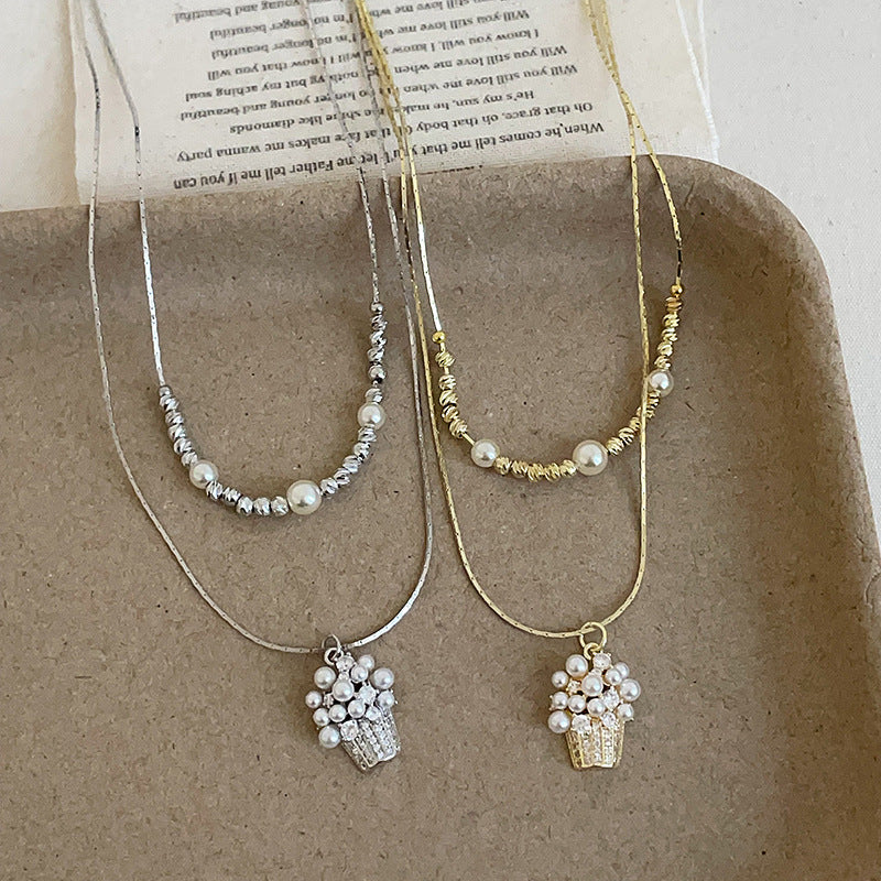 Gold Cupcake Pendant Necklace — necklace, view 2