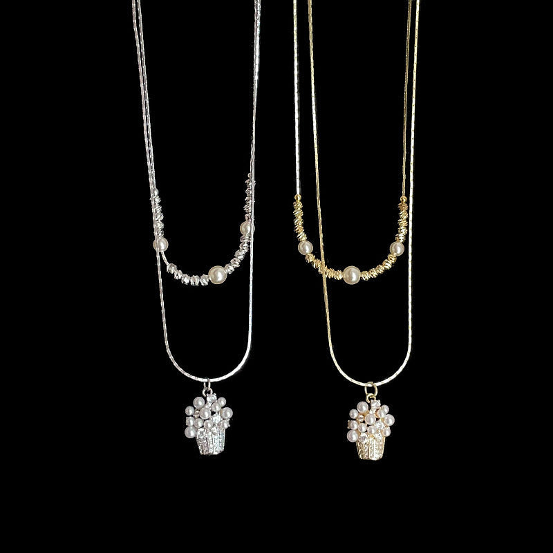 Gold Cupcake Pendant Necklace — necklace, view 3