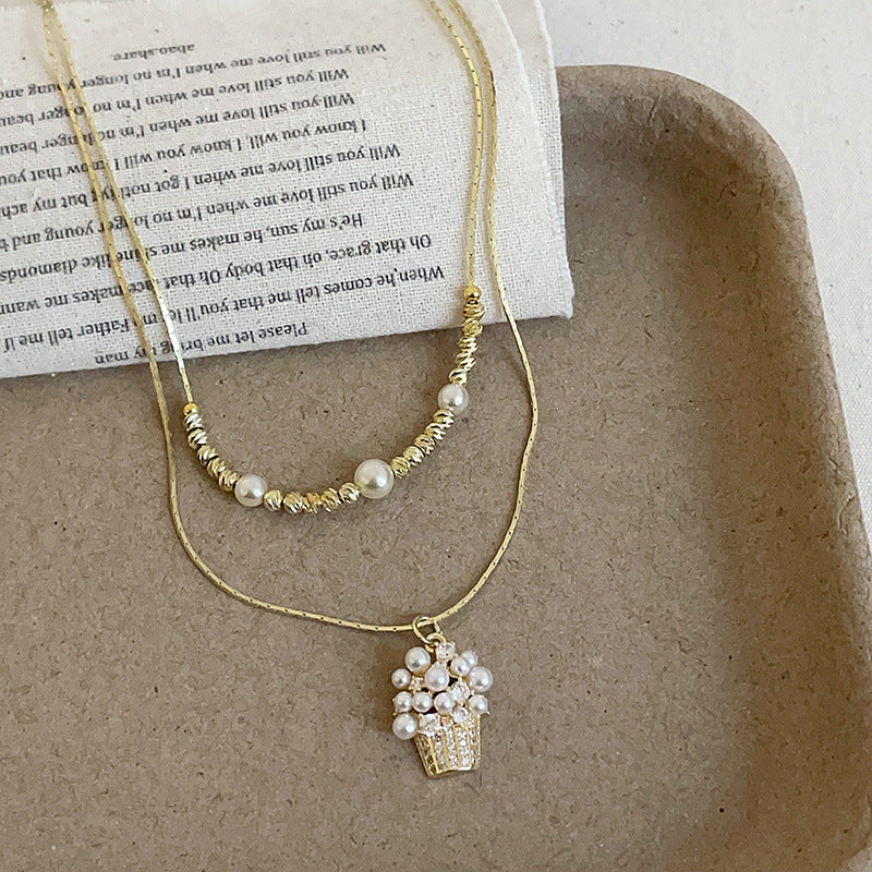 Gold Cupcake Pendant Necklace — necklace, view 4