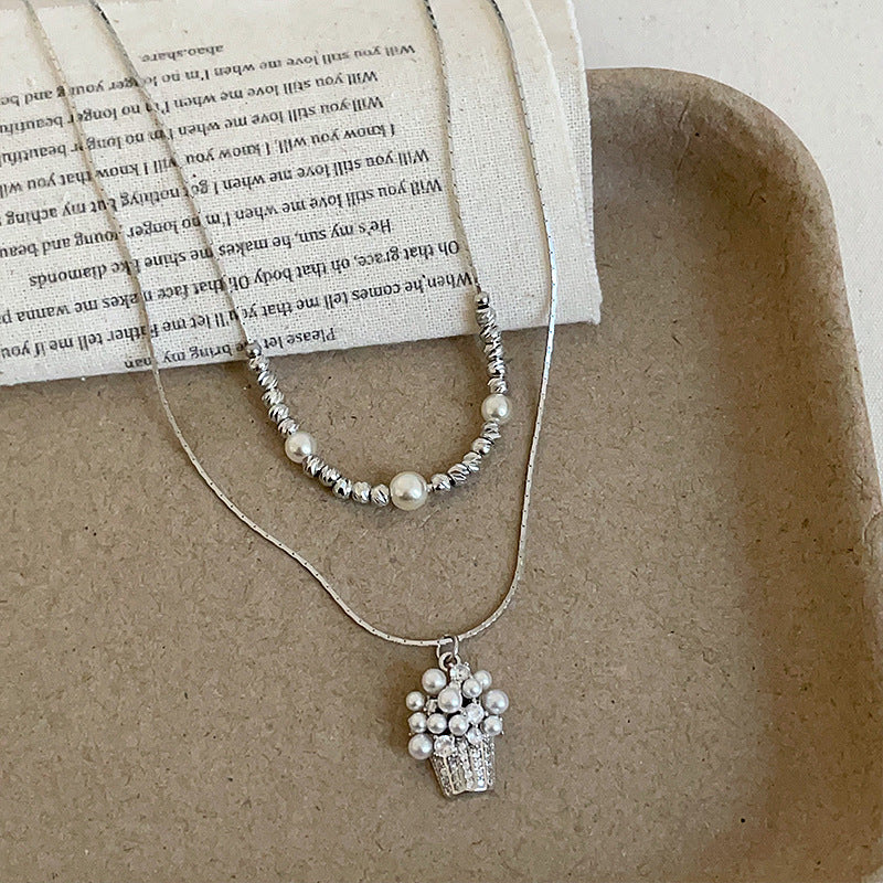 Gold Cupcake Pendant Necklace — necklace, view 5