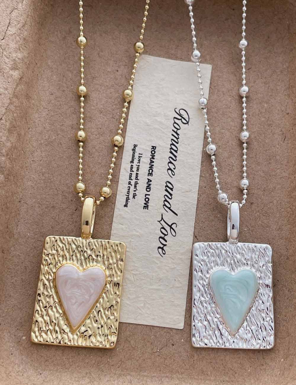 Beaded Heart Tag Necklace — necklace