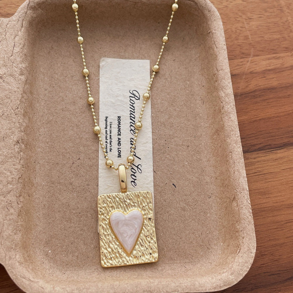 Beaded Heart Tag Necklace — necklace, view 2