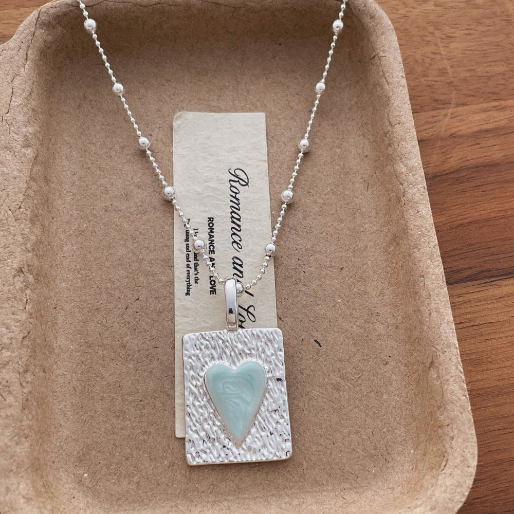 Beaded Heart Tag Necklace — necklace, view 3
