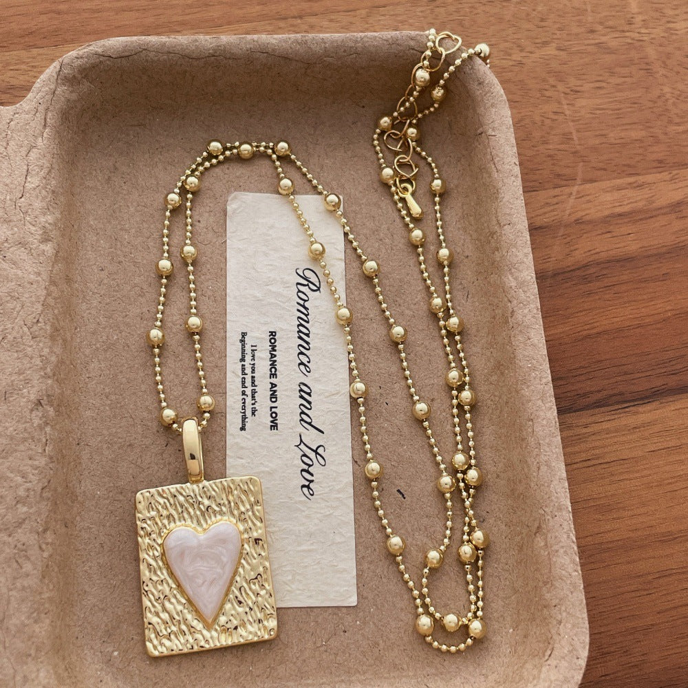 Beaded Heart Tag Necklace — necklace, view 4