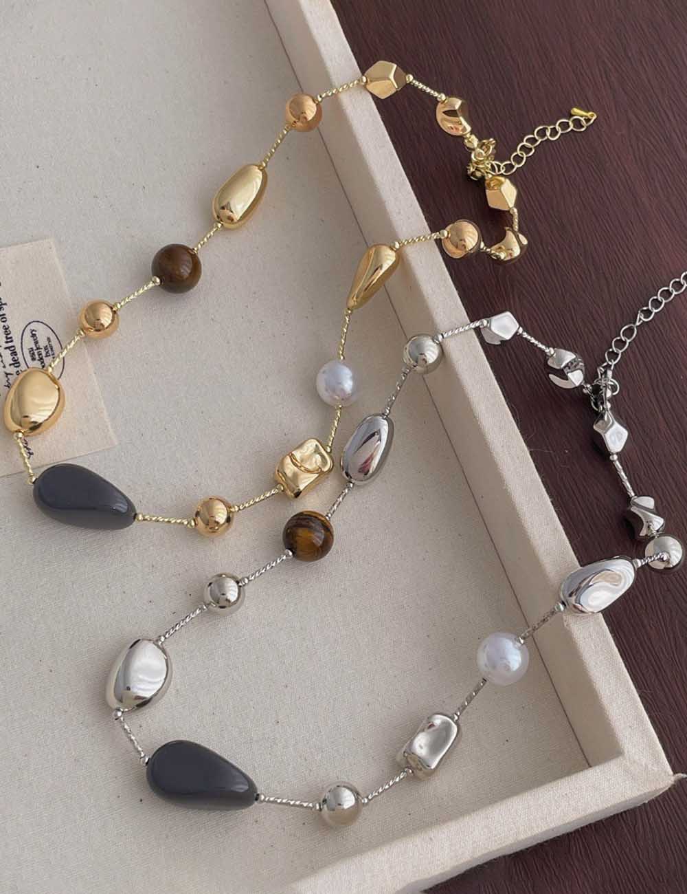 Irregular Stone Beaded Necklace — necklace