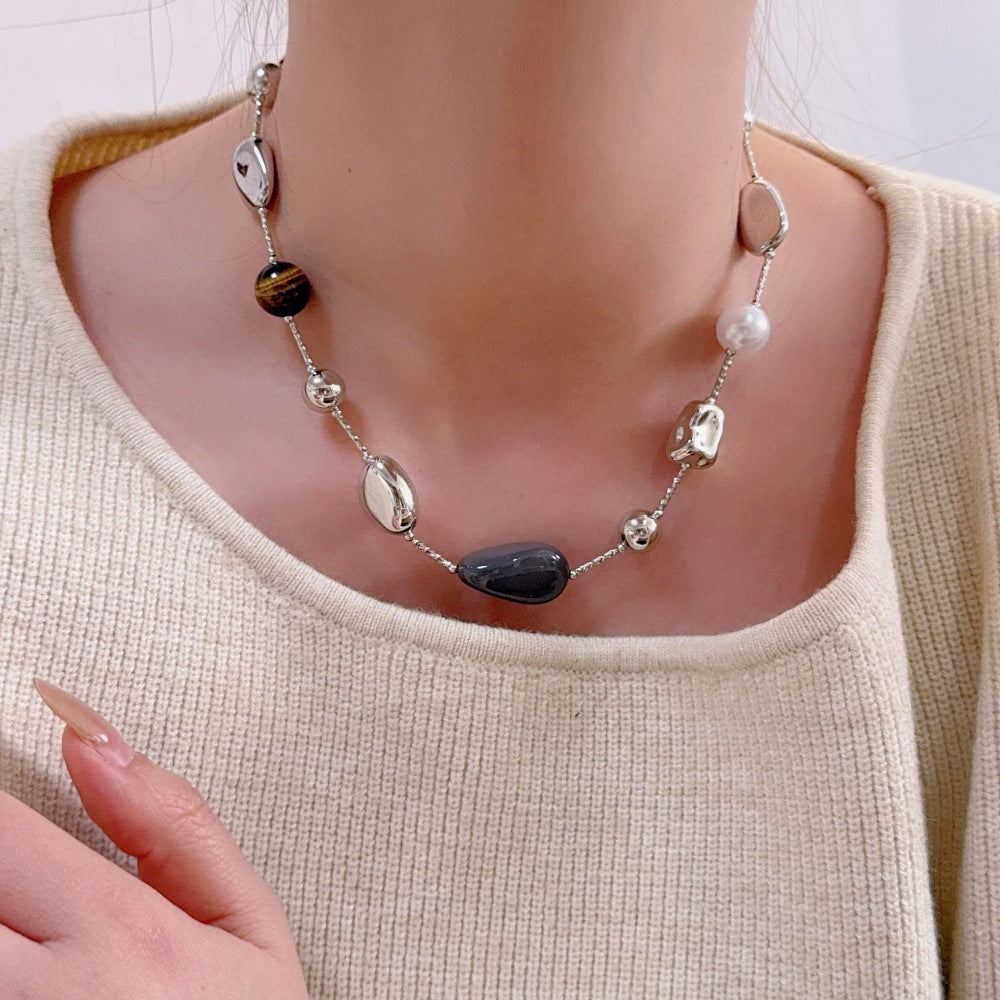 Irregular Stone Beaded Necklace — necklace, view 4