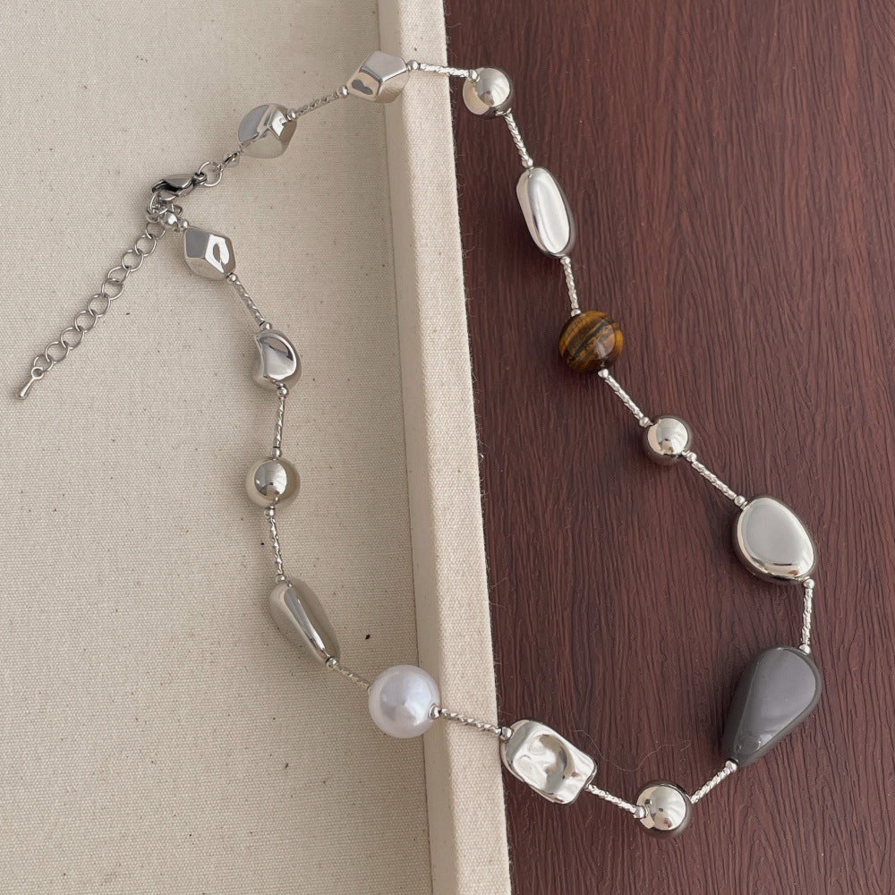 Irregular Stone Beaded Necklace — necklace, view 6