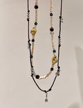 Double-Layer Braided Bead Choker — brown necklace