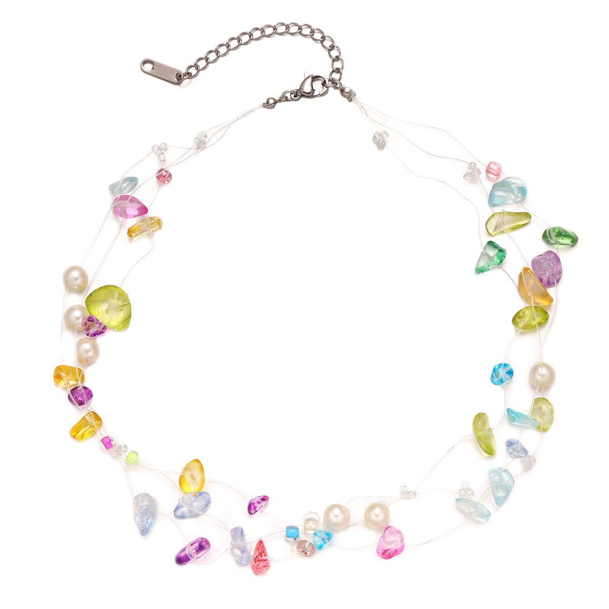 Layered Beaded Choker Necklace — necklace, view 4