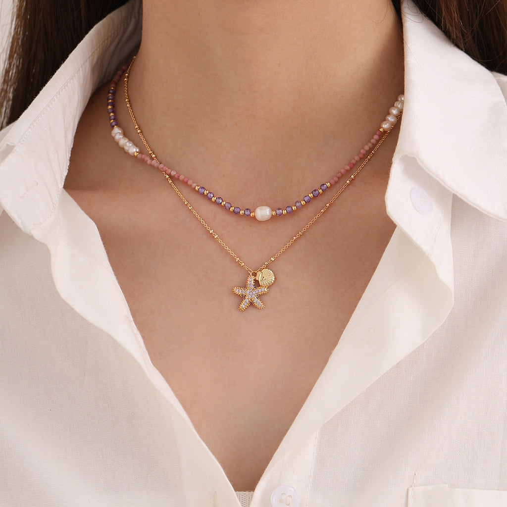Starfish Beaded Choker Necklace — necklace, view 3