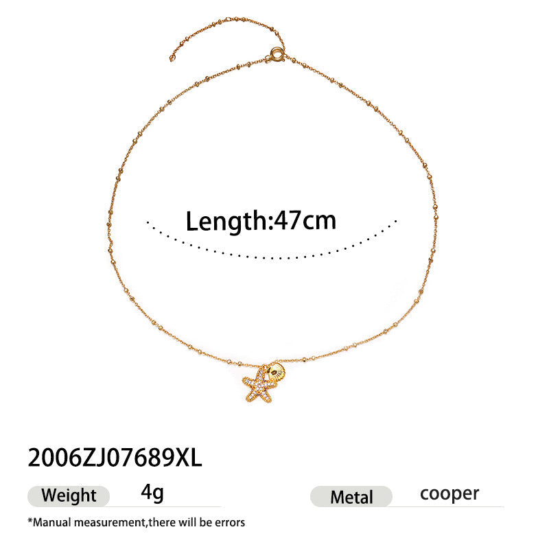 Starfish Beaded Choker Necklace — necklace, view 4