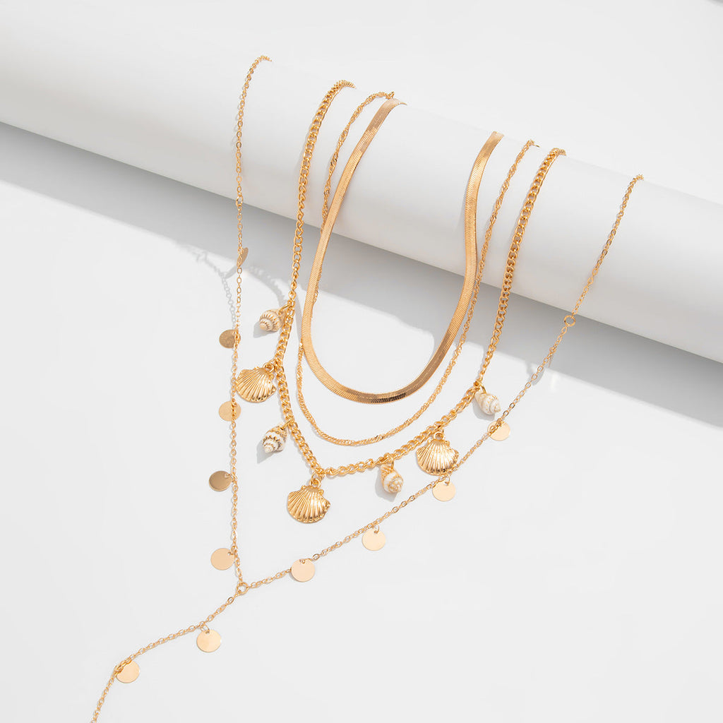 Shell Pendant Beach Necklace — gold necklace, view 2