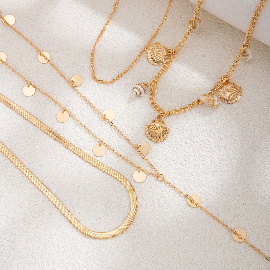 Shell Pendant Beach Necklace — gold necklace, view 3