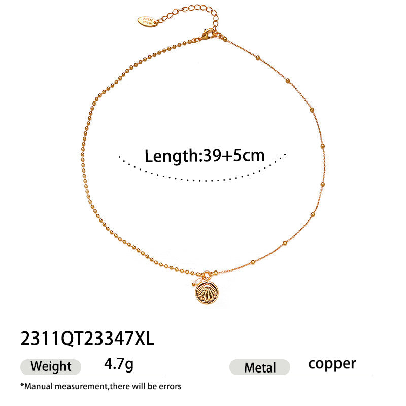 Cubic Zirconia Shell Pendant Choker — necklace, view 9