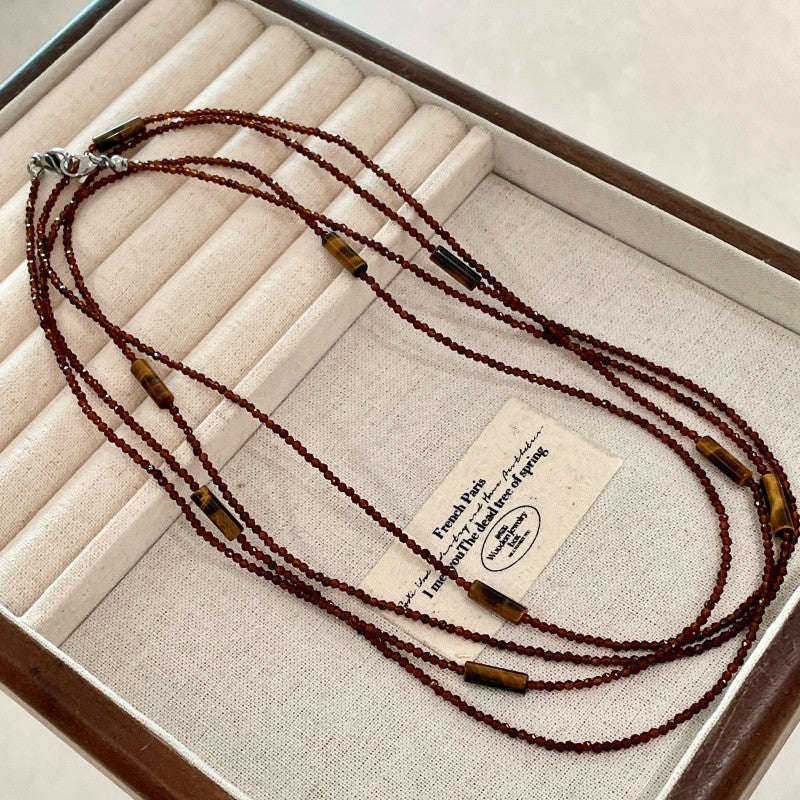 Multi-Layer Tiger's Eye Necklace — coffee necklace, view 2
