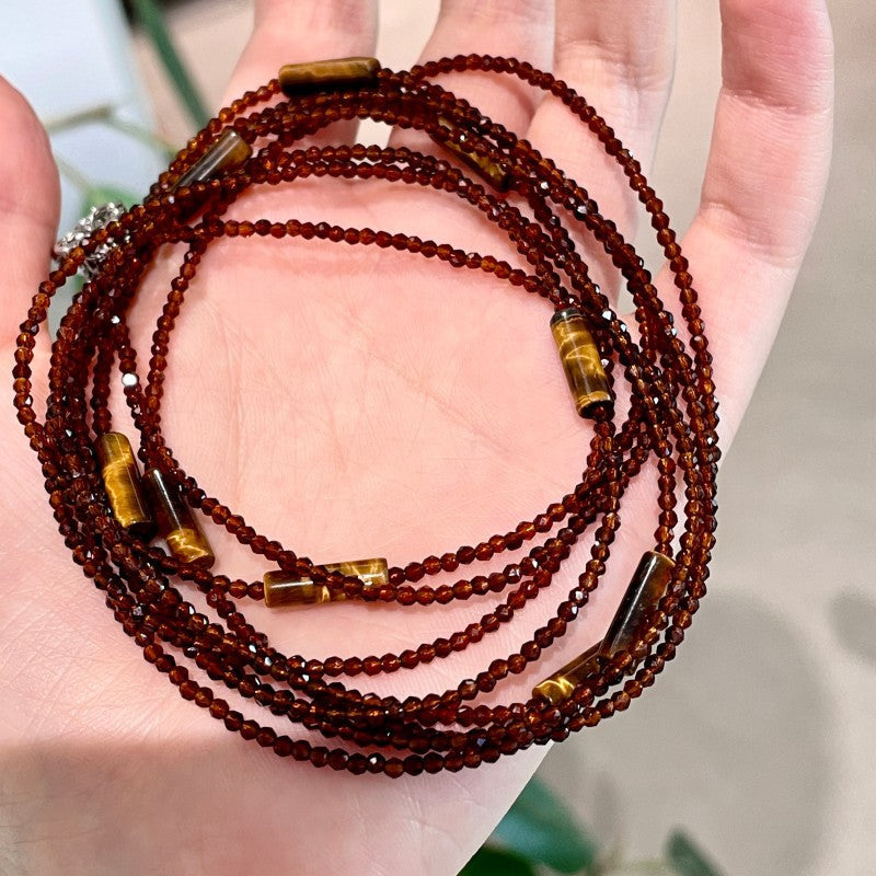 Multi-Layer Tiger's Eye Necklace — coffee necklace, view 4