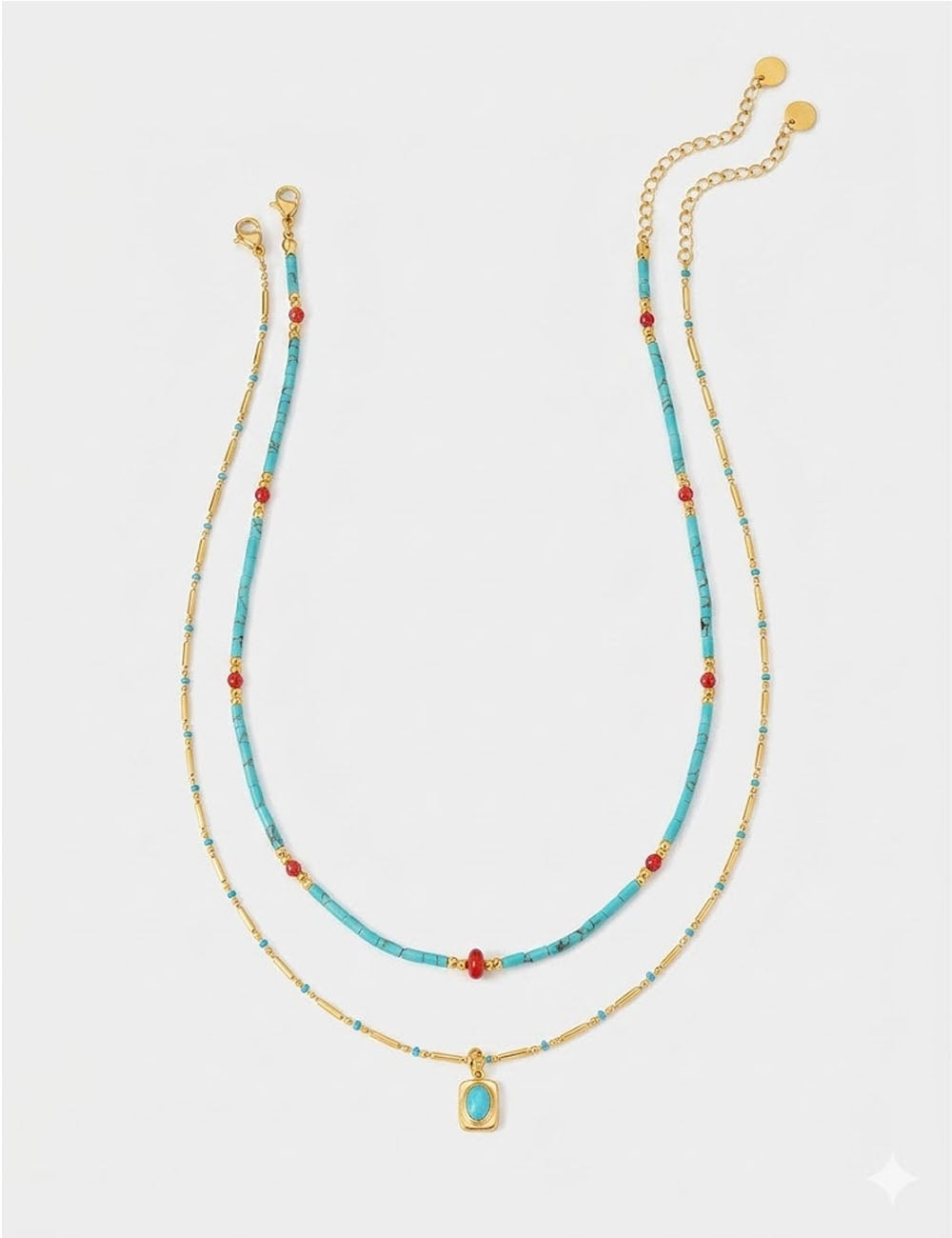 Bohemian Square Turquoise Necklace — necklace