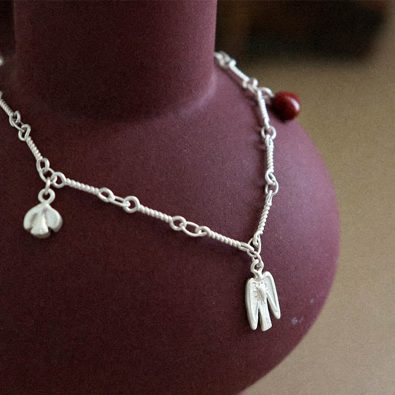 Brass Bird Pendant Necklace — silver necklace, view 3