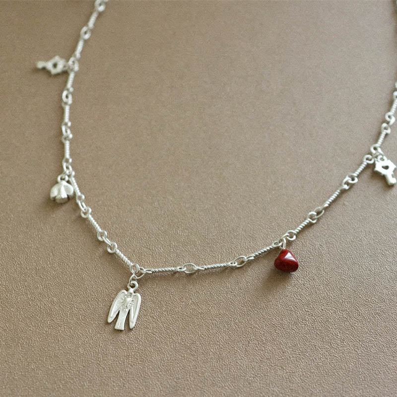 Brass Bird Pendant Necklace — silver necklace, view 4