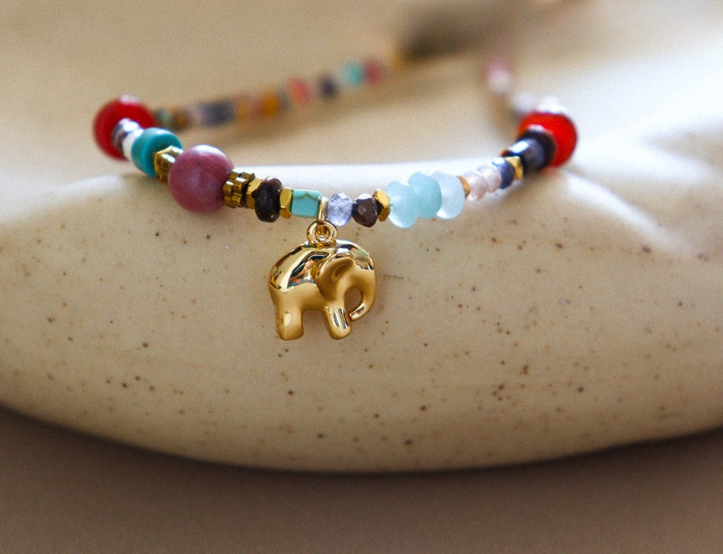 Beaded Necklace With An Elephant Pendant — colorful necklace, view 5