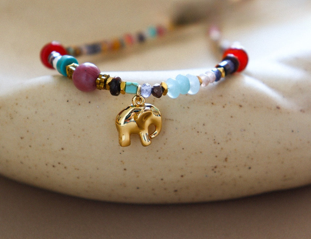Beaded Necklace With An Elephant Pendant — colorful necklace, view 5