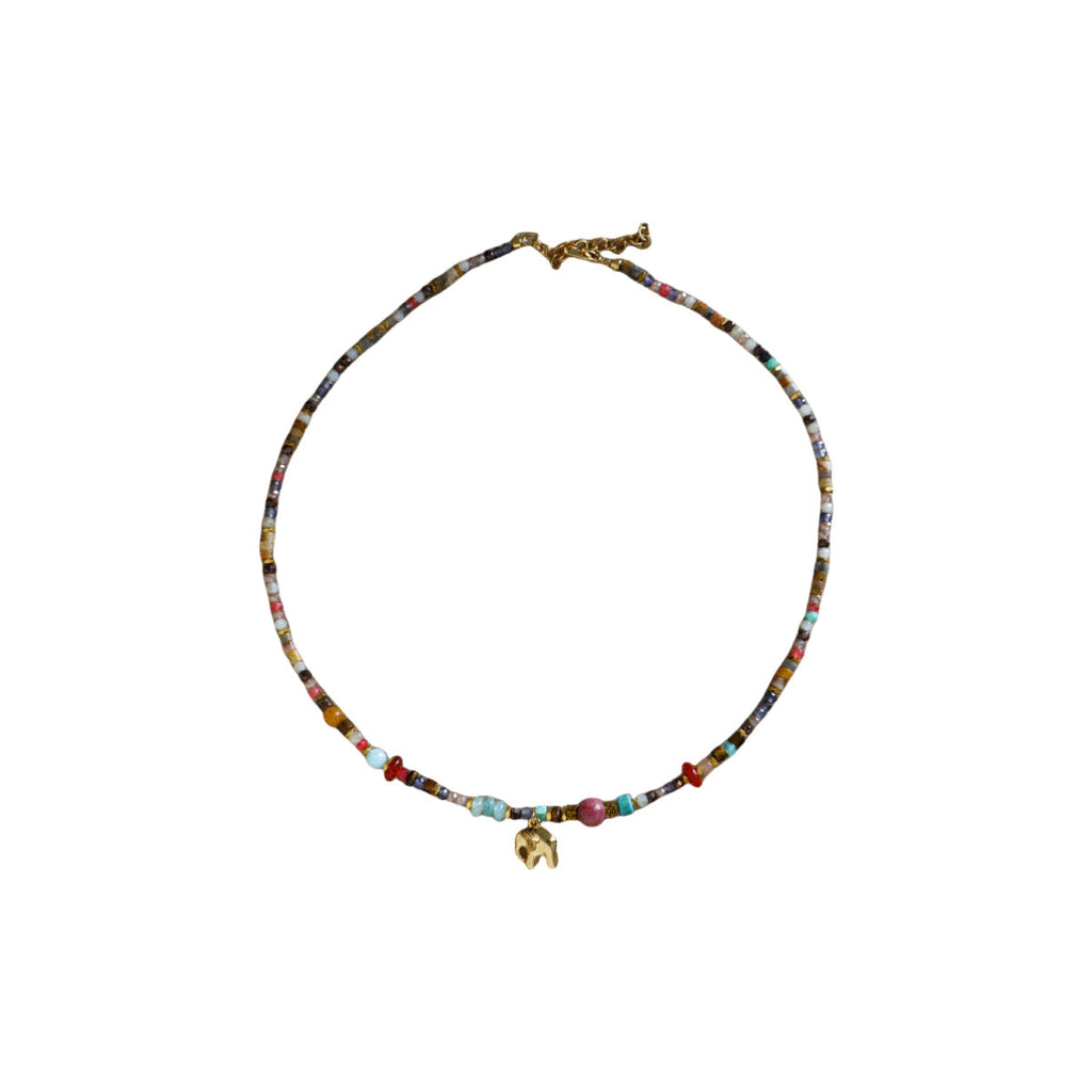 Beaded Necklace With An Elephant Pendant — colorful necklace, view 6