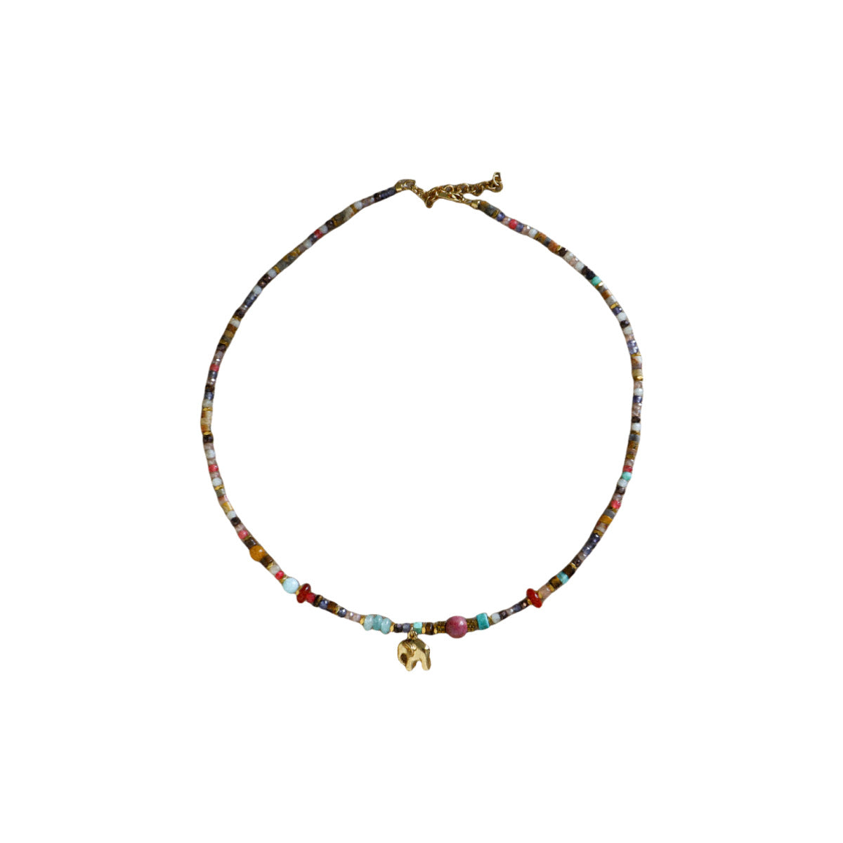 Beaded Necklace With An Elephant Pendant — colorful necklace, view 6