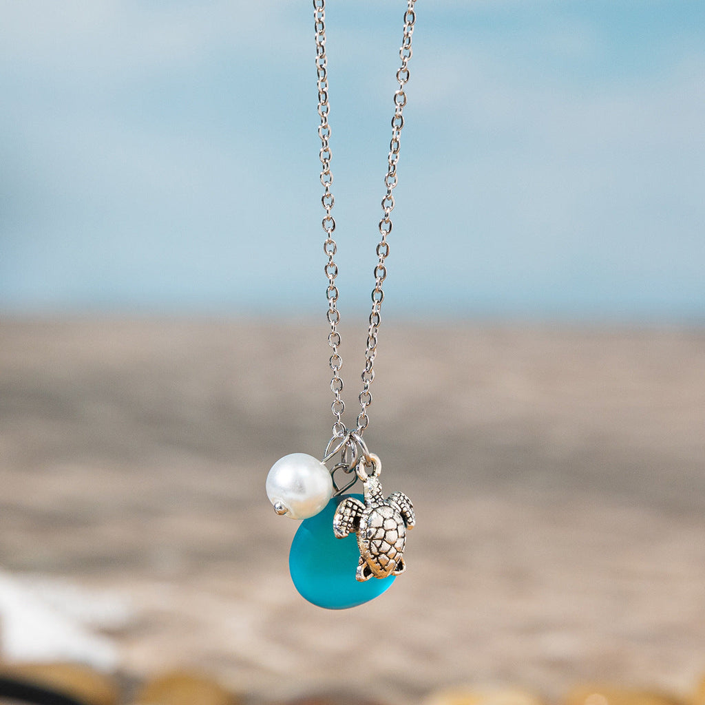 Sea Glass Pendant Necklace — necklace, view 7
