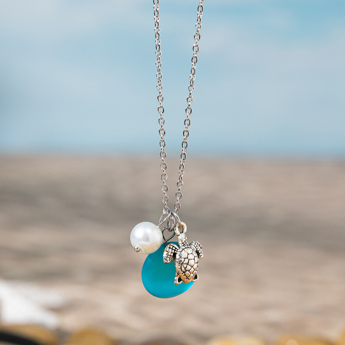 Sea Glass Pendant Necklace — necklace, view 7